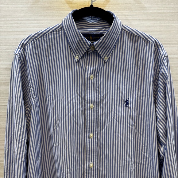 Ralph Lauren Performance Men's Blue Striped Button Down size Medium - Picture 1 of 4